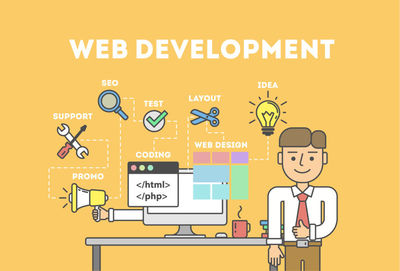 抽象矢量現代網頁開發主題的插圖設計